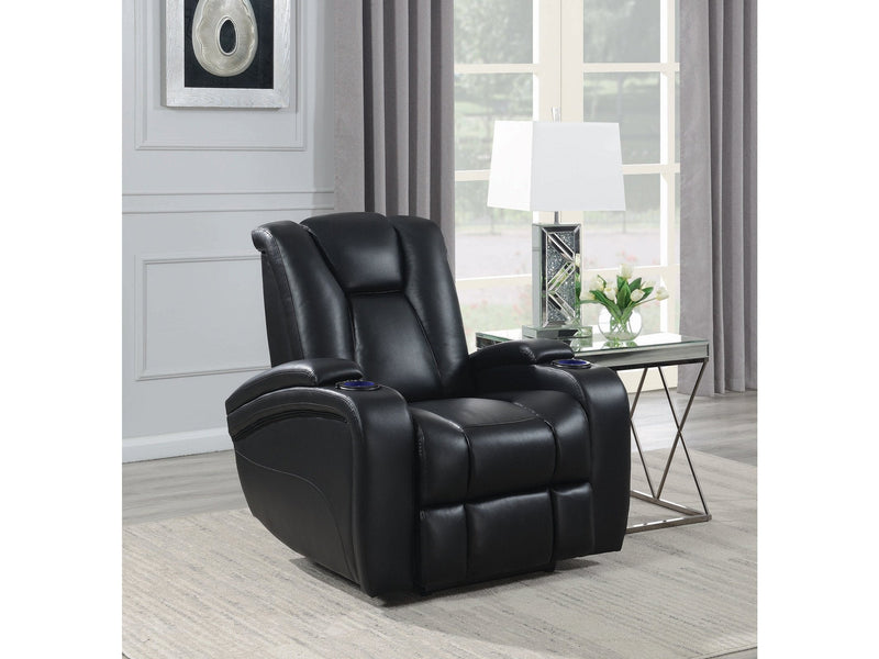 Delange - Black - Power^2 Recliner w/ Headrest - Ornate Home