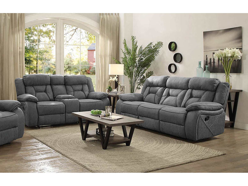 Higgins - Grey - 2pc Motion Living Room Set - Ornate Home