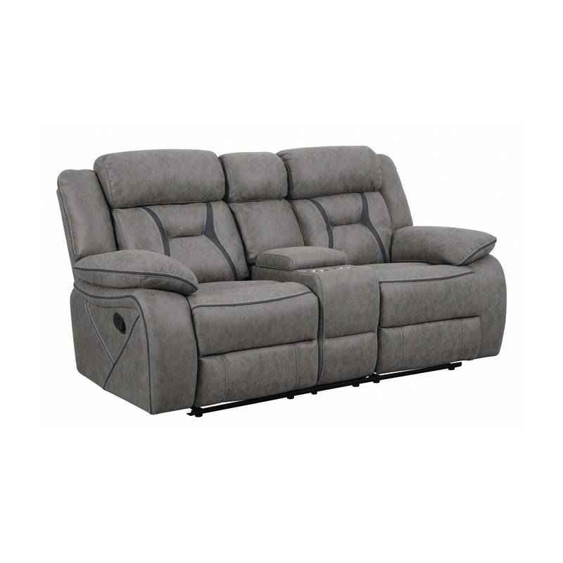 Higgins - Grey - Motion Loveseat w/ Console - Ornate Home