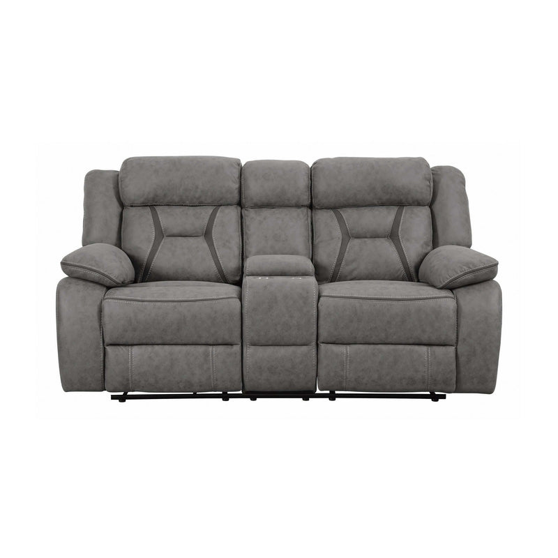 Higgins - Grey - Motion Loveseat w/ Console - Ornate Home