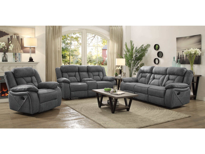 Higgins - Grey - 3pc Motion Living Room Set - Ornate Home