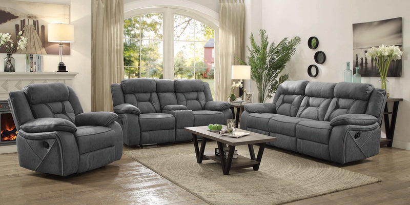 Higgins - Grey - Motion Loveseat w/ Console - Ornate Home