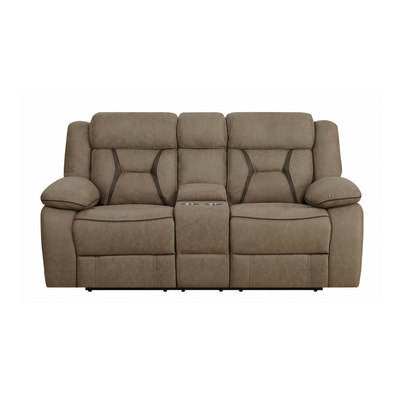 Higgins - Tan - Motion Loveseat w/ Console - Ornate Home