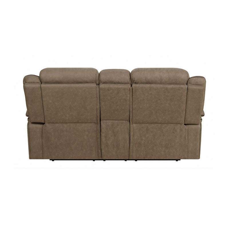 Higgins - Tan - Motion Loveseat w/ Console - Ornate Home