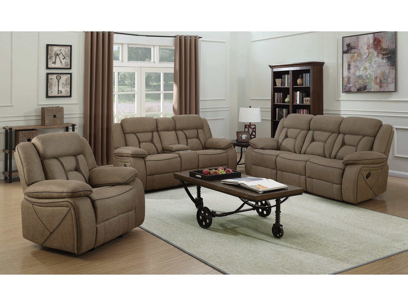 Higgins - Tan - 3pc Motion Living Room Set - Ornate Home