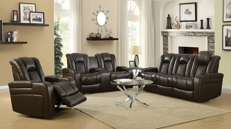 Delangelo - Brown - 3 pc Power Motion Living Room Set - Ornate Home