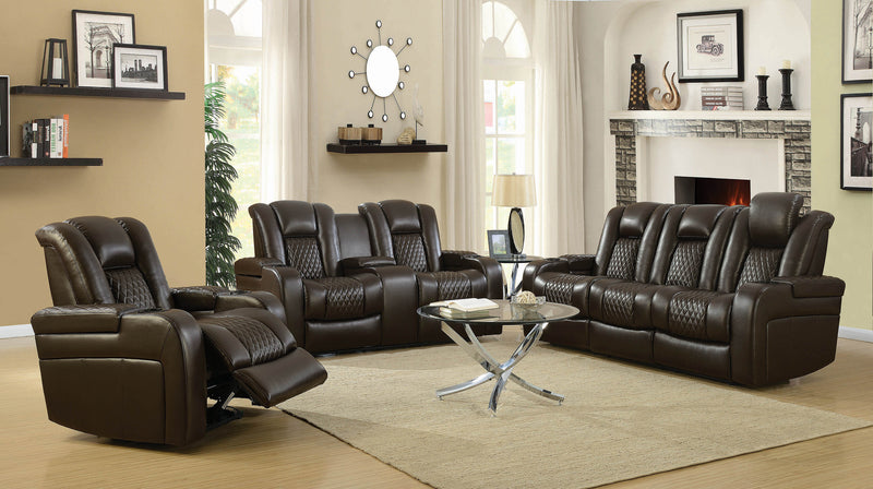 Delangelo - Brown - Power^2 Loveseat w/ Drop-Down Table - Ornate Home