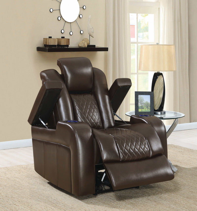 Delangelo -  Brown - Power Motion Recliner - Ornate Home