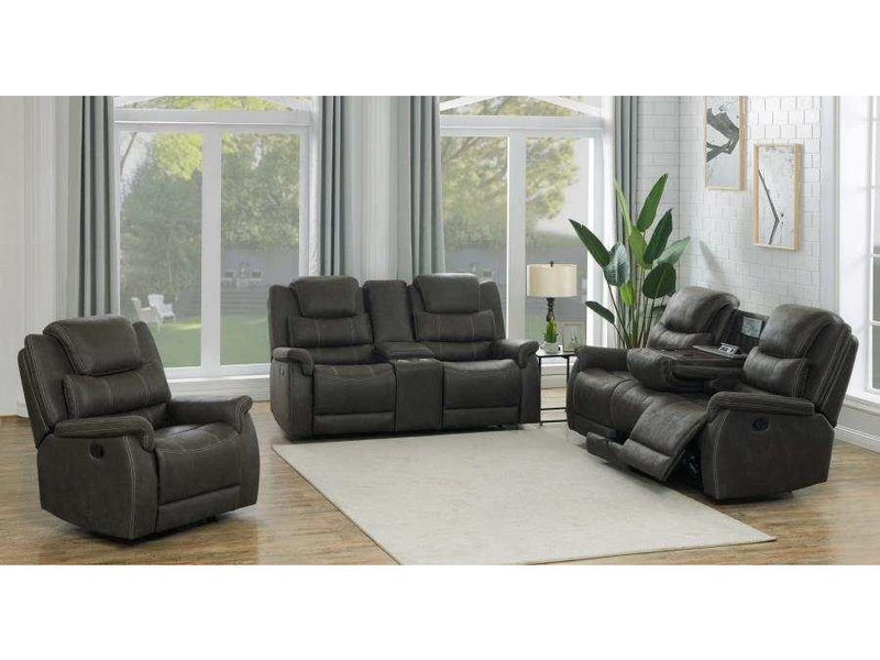 Wyatt - Grey - 3pc Motion Living Room Set - Ornate Home