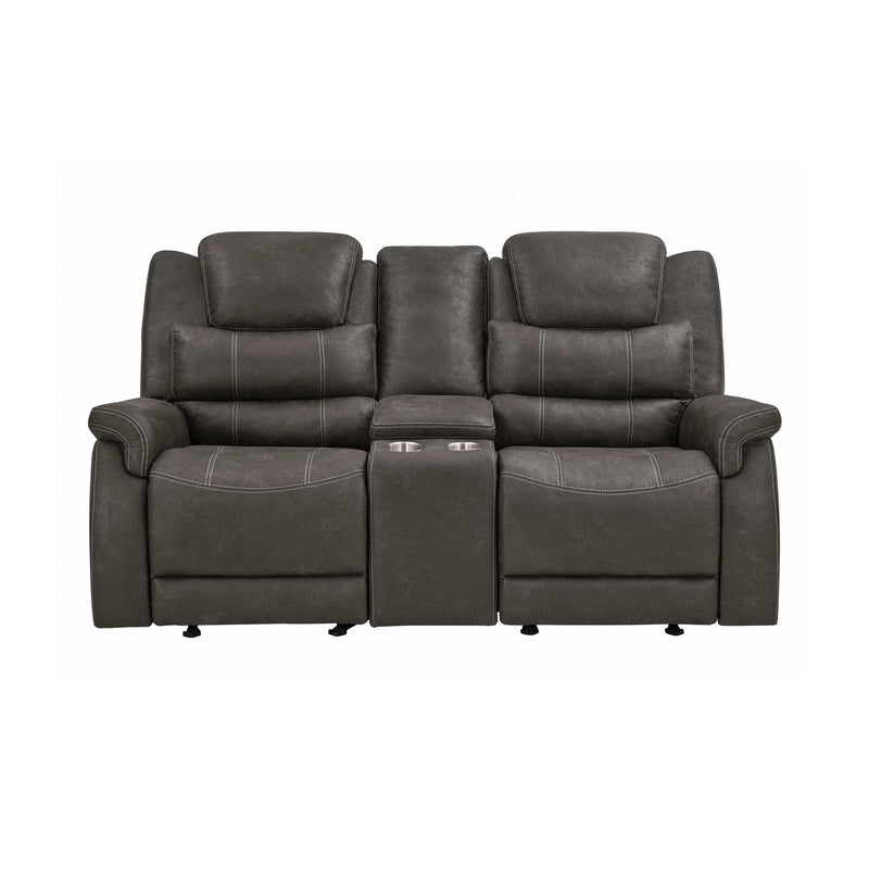 Wyatt - Grey - Glider Loveseat w/ Console - Ornate Home