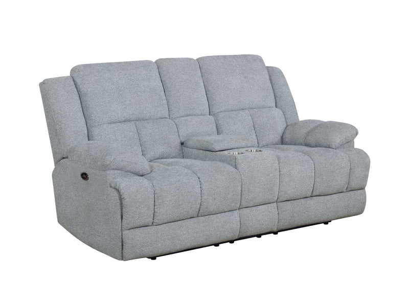 Waterbury - Grey - Power Loveseat w/ Console - Ornate Home