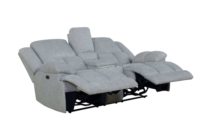 Waterbury - Grey - Power Loveseat w/ Console - Ornate Home