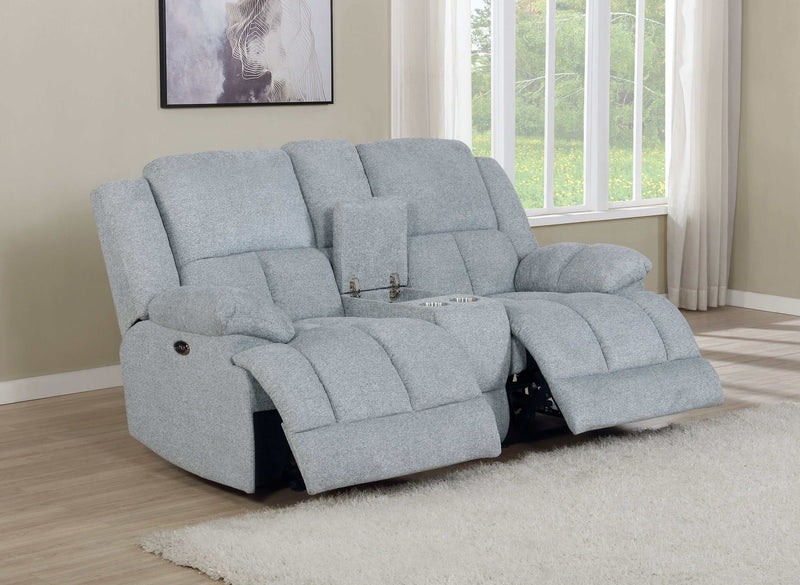 Waterbury - Grey - Power Loveseat w/ Console - Ornate Home