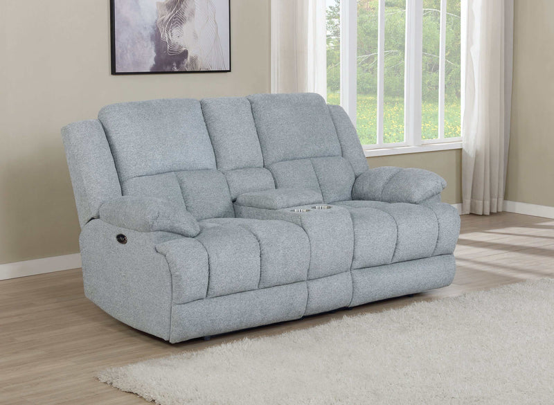 Waterbury - Grey - Power Loveseat w/ Console - Ornate Home