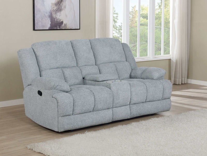 Waterbury - Grey - Motion Loveseat w/ Console - Ornate Home