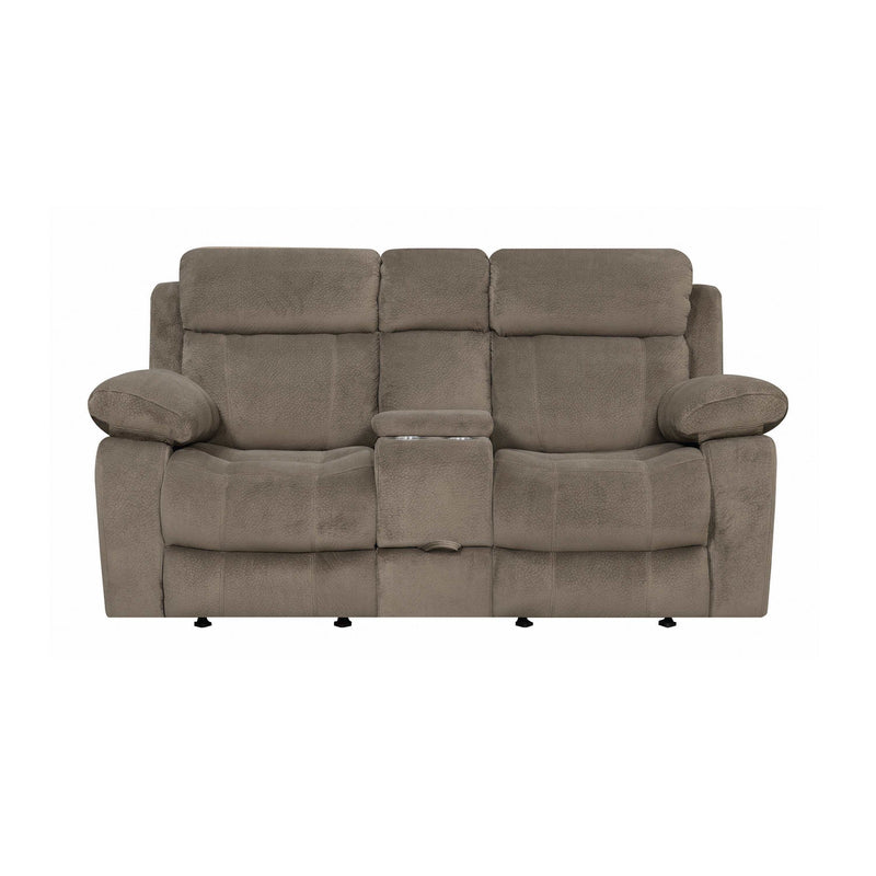 Myleene - Mocha - Glider Loveseat w/ Console - Ornate Home