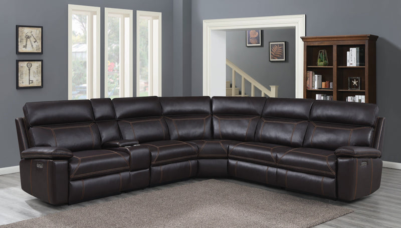 Albany - Brown - 6pc Power^2 Sectional - Ornate Home