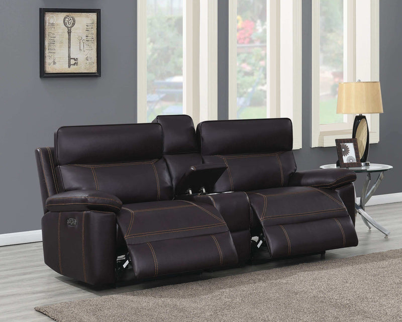 Albany - Brown - Power Reclining Loveseat w/ Console - Ornate Home