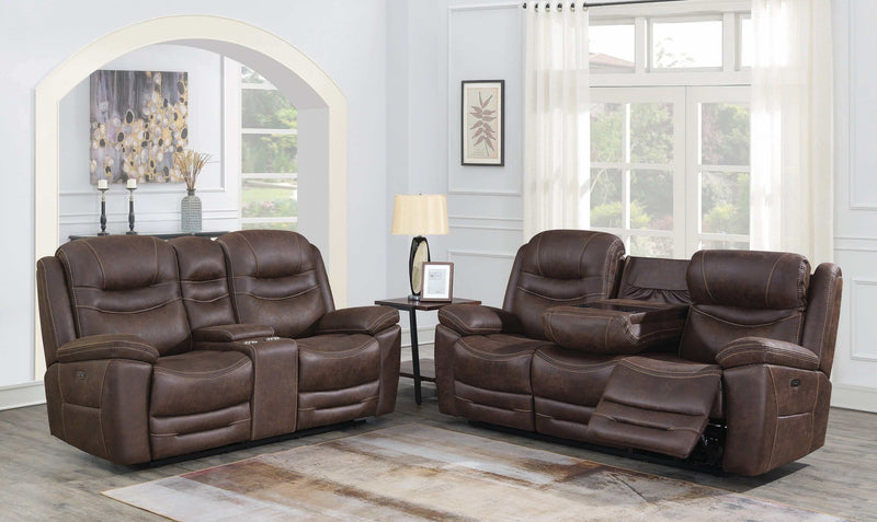 Hemer - Chocolate - 3pc Power^2 Living Room Set - Ornate Home