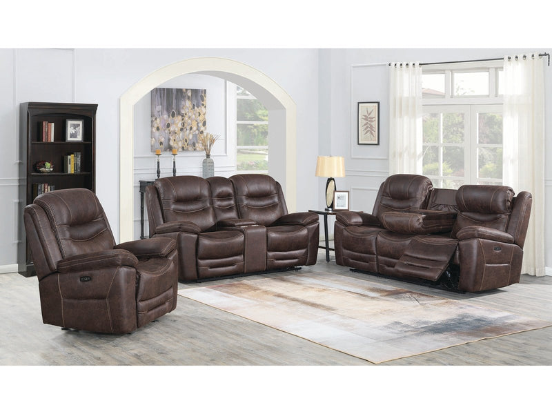 Hemer - Chocolate - 3pc Power^2 Living Room Set - Ornate Home