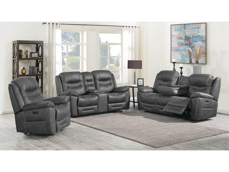 Hemer - Dark Grey - 3pc Power^2 Living Room Set - Ornate Home