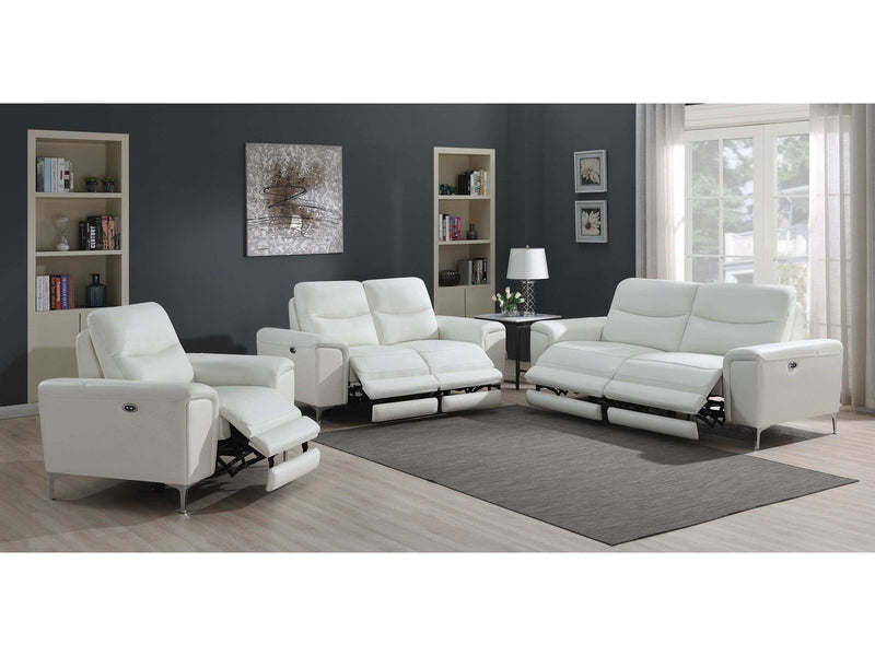 Largo - White - 3pc Power Living Room Set - Ornate Home