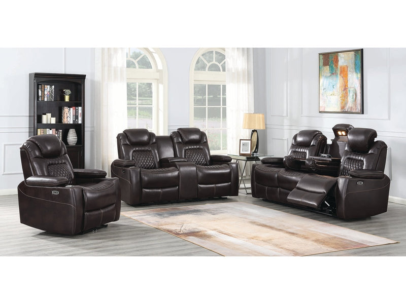 Korbach - Espresso - 3pc Power^2 Living Room Set - Ornate Home