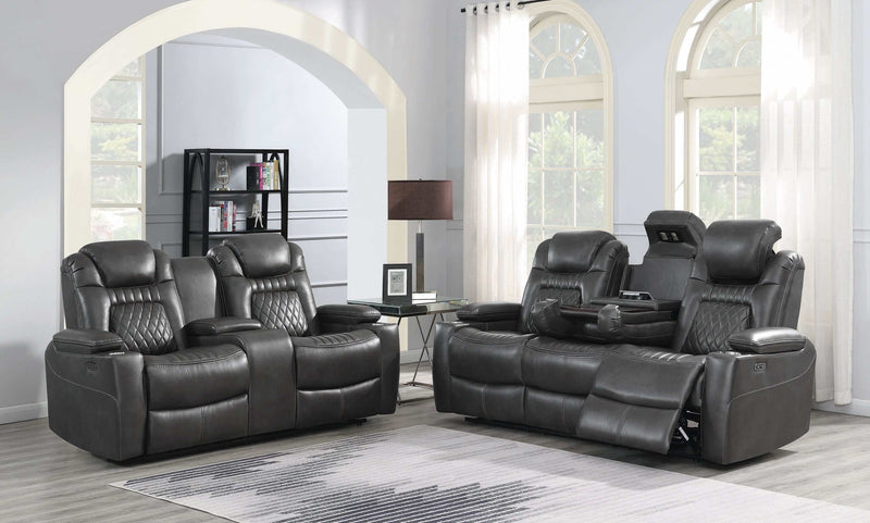 Korbach - Charcoal - 2pc Power^2 Living Room Set - Ornate Home