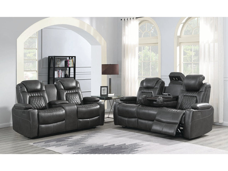 Korbach - Charcoal - 2pc Power^2 Living Room Set - Ornate Home