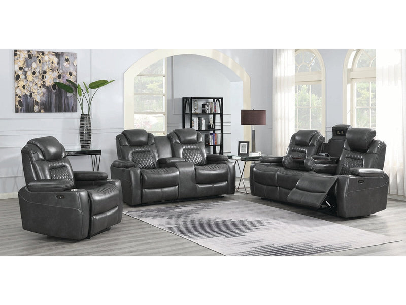 Korbach - Charcoal - 3pc Power^2 Living Room Set - Ornate Home