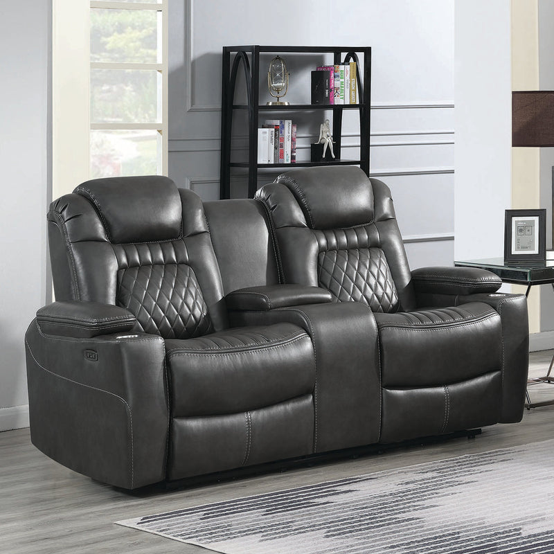 Korbach - Charcoal - Power^2 Loveseat - Ornate Home