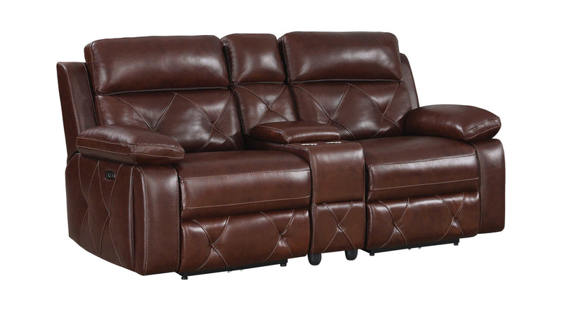 Chester - Chocolate -  Power Reclining Loveseat w/ Console - Ornate Home