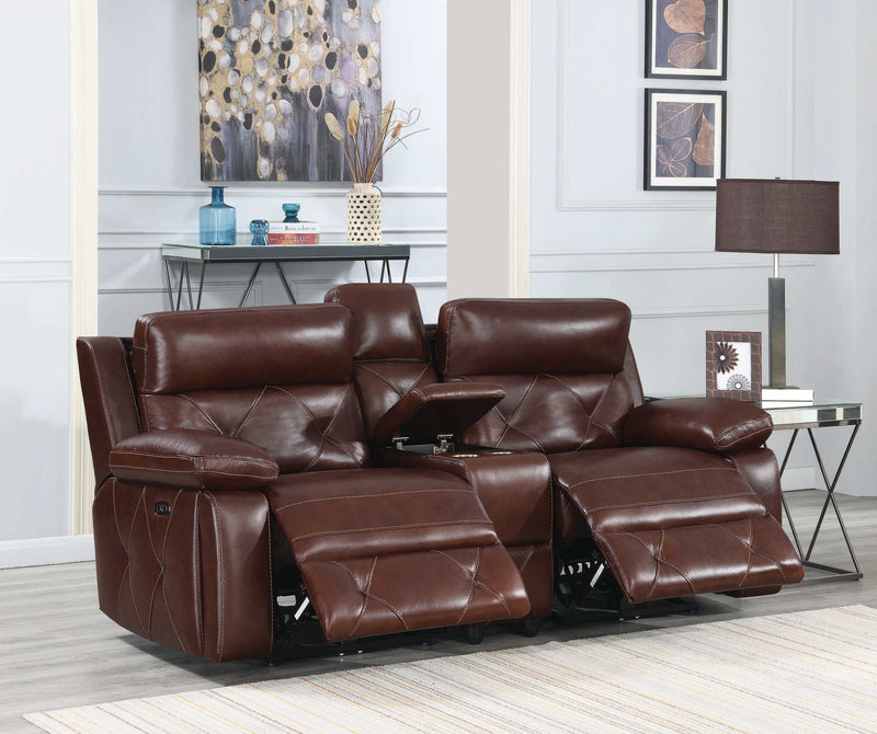 Chester - Chocolate -  Power Reclining Loveseat w/ Console - Ornate Home