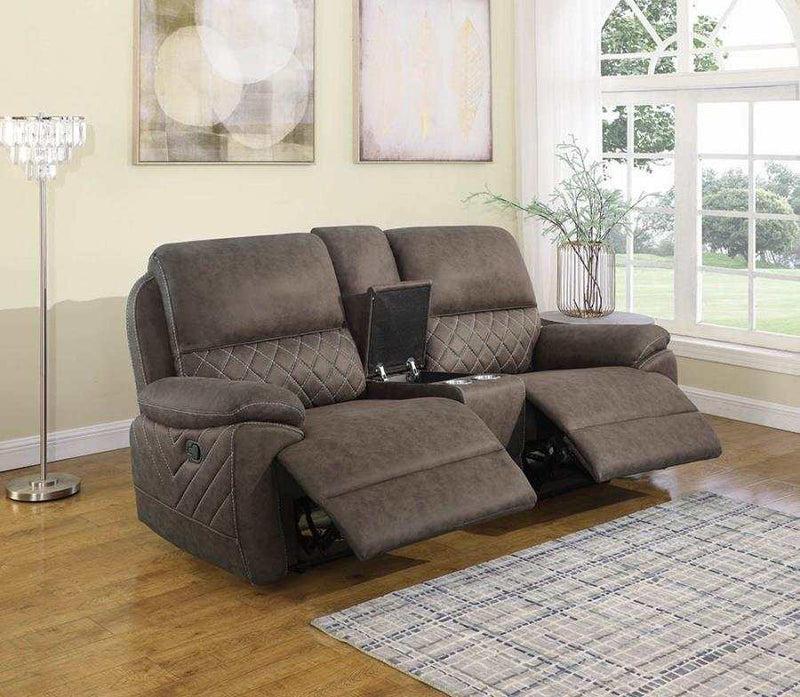 Variel - Taupe -3pc Manual Reclining Loveseat w/ Storage Console - Ornate Home