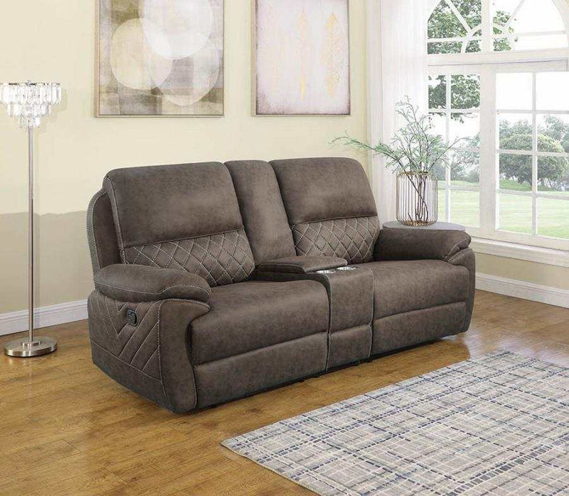 Variel - Taupe -3pc Manual Reclining Loveseat w/ Storage Console - Ornate Home