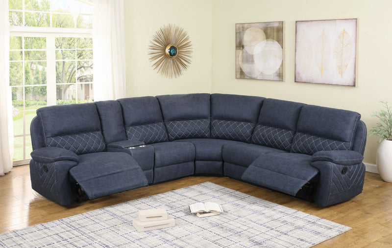 Variel - Blue - 6pc Modular Motion Sectional - Ornate Home