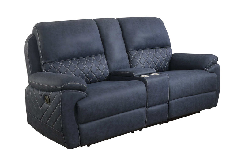 Variel - Blue - Motion Loveseat w/ Console - Ornate Home