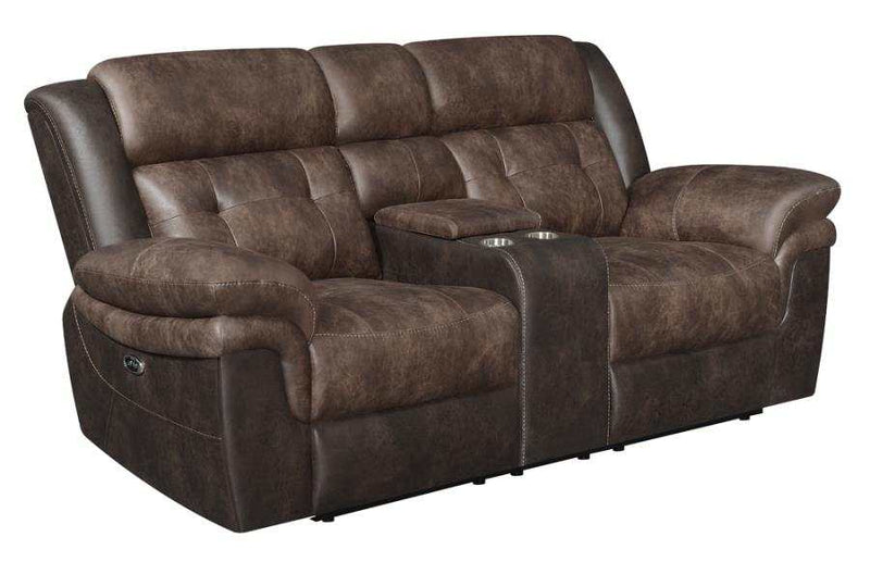 Saybrook - Chocolate & Dark Brown - Power Loveseat - Ornate Home