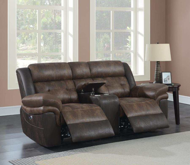 Saybrook - Chocolate & Dark Brown - Power Loveseat - Ornate Home