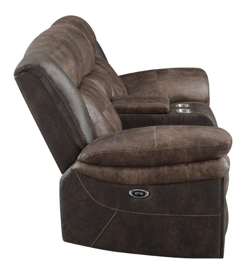 Saybrook - Chocolate & Dark Brown - Power Loveseat - Ornate Home