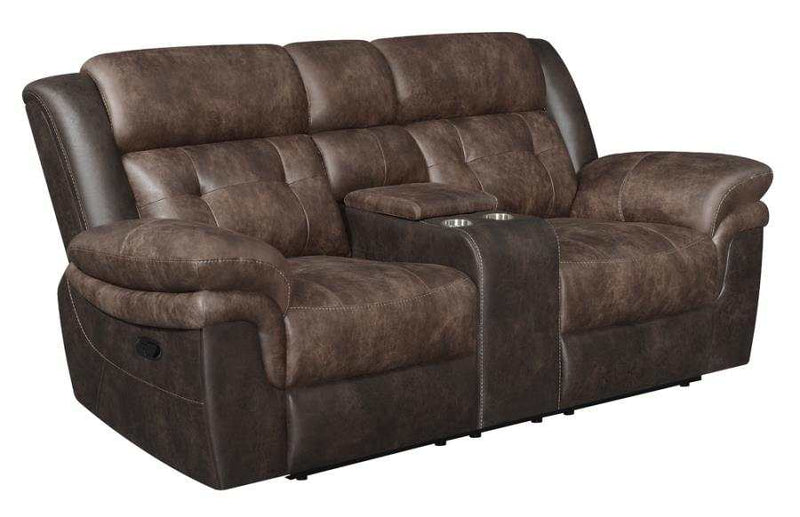 Saybrook - Chocolate & Dark Brown - Motion Loveseat - Ornate Home