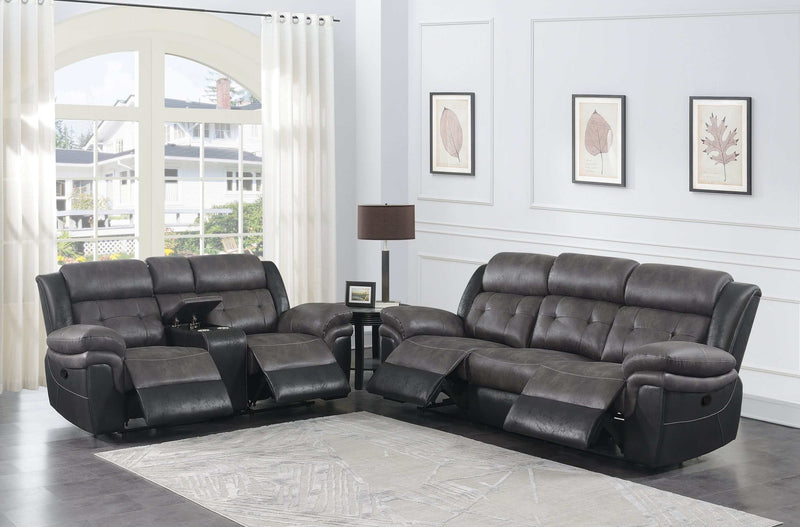 Saybrook - Charcoal & Black - 2pc Power Living Room Set - Ornate Home