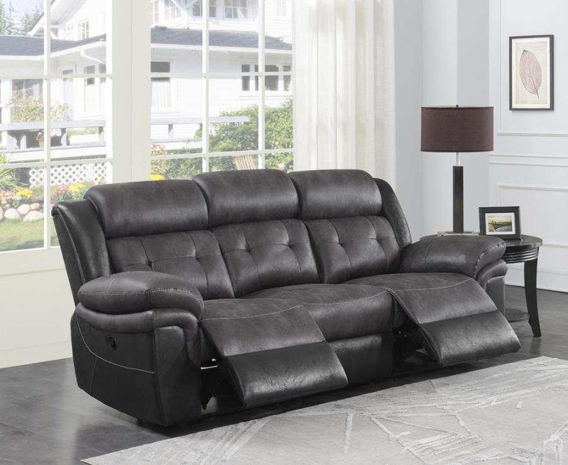 Saybrook - Charcoal & Black - Motion Sofa - Ornate Home