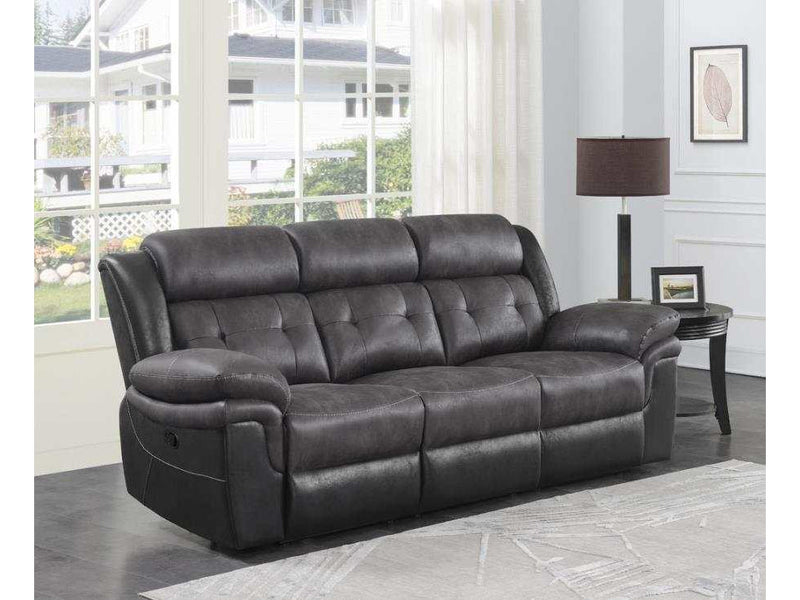 Saybrook - Charcoal & Black - Motion Sofa - Ornate Home