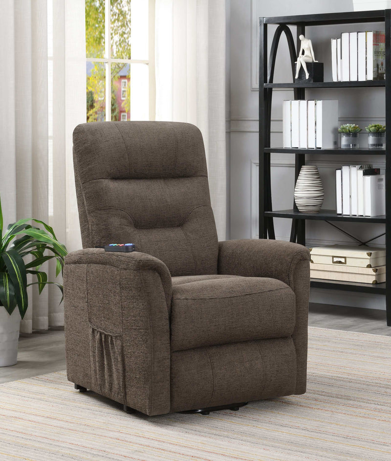 Chace - Brown - Power Lift Recliner w/  Storage Pocket - Ornate Home