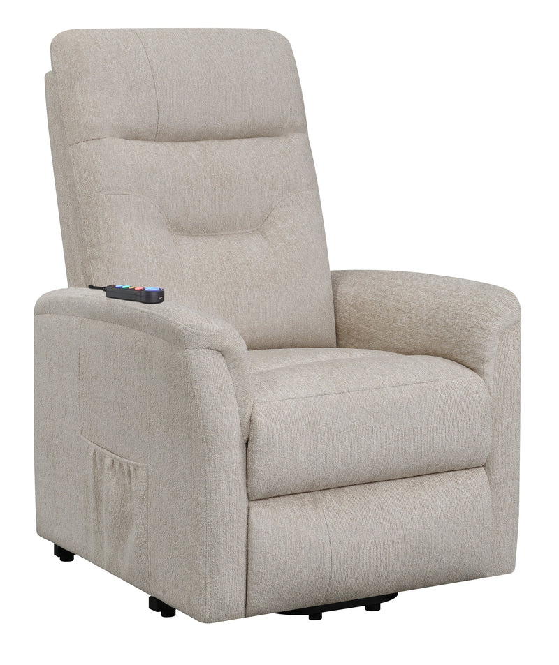 Chace - Beige - Power Lift Recliner w/ Storage Pocket - Ornate Home