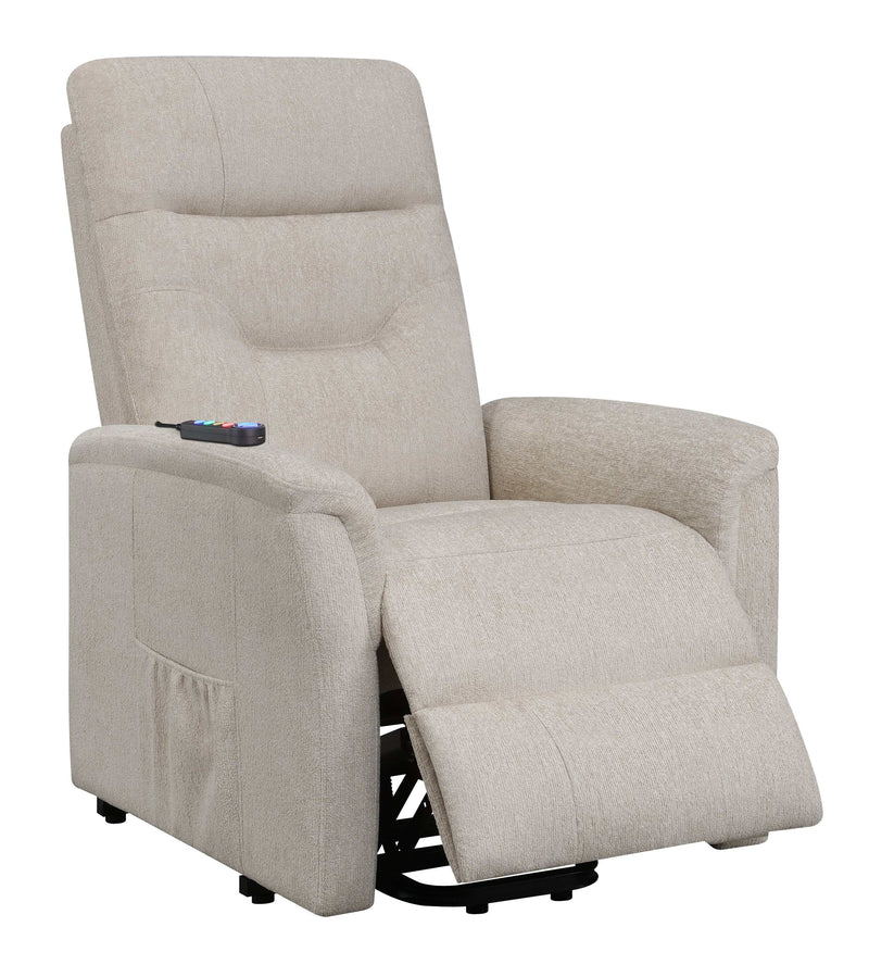 Chace - Beige - Power Lift Recliner w/ Storage Pocket - Ornate Home