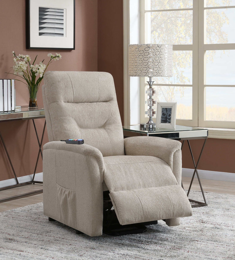 Chace - Beige - Power Lift Recliner w/ Storage Pocket - Ornate Home