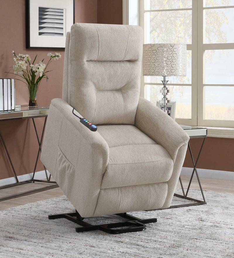 Chace - Beige - Power Lift Recliner w/ Storage Pocket - Ornate Home