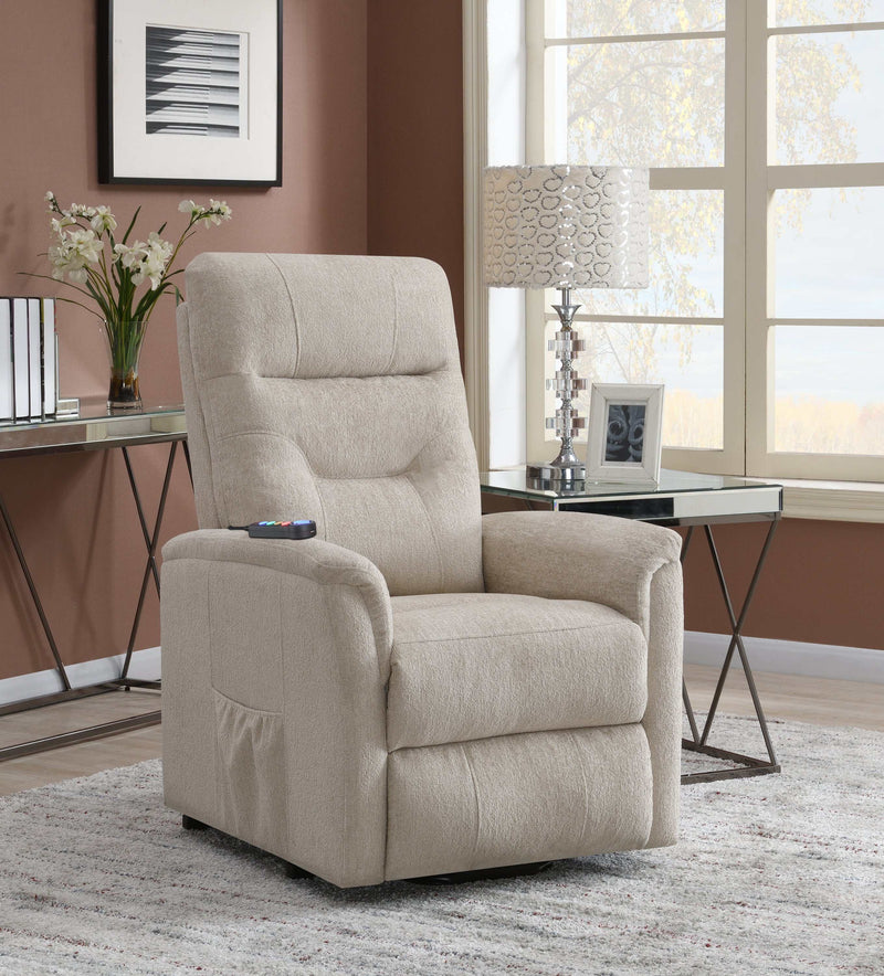 Chace - Beige - Power Lift Recliner w/ Storage Pocket - Ornate Home